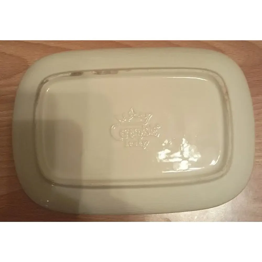 Vintage Ceramisia Italy Botanical Herb Plates Set of 2 Rectangular 10.5 in